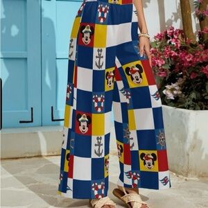 Wide-Leg Nautical Patchwork Pants in Blue/White/Yellow/Red- Disney Cruise